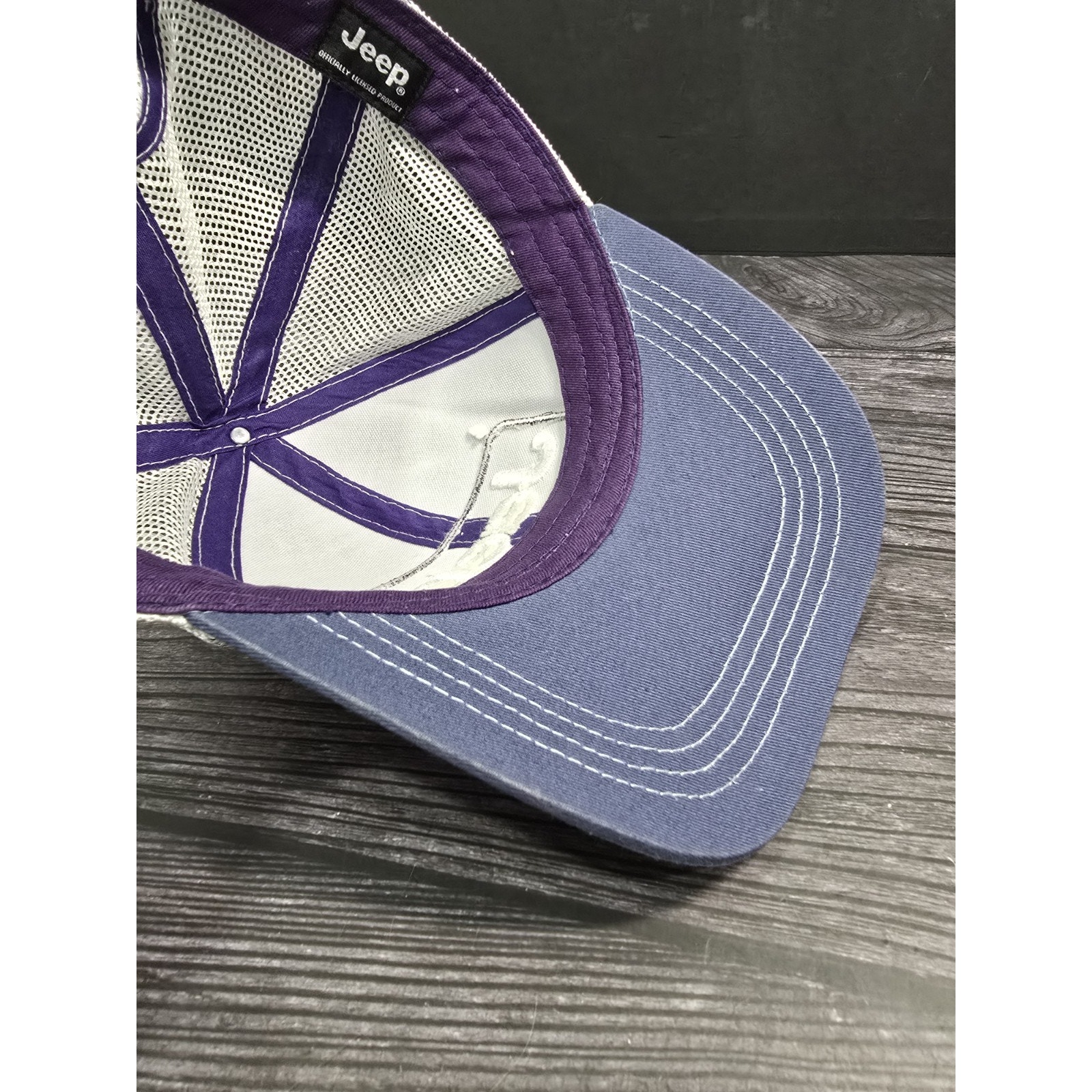 Jeep Jedco Trucker Hat Mesh Snapback Cap Blue Purple Sunset Patch Graphic Osfm — image 5 of 6